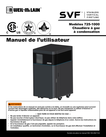 Weil-McLain SVF Stainless Vertical Firetube (1000 MBH) Commercial Boiler Manuel utilisateur | Fixfr