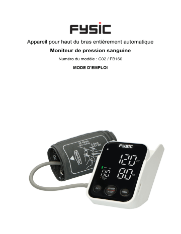 Fysic FB160 Bloeddrukmeter bovenarm met HD display Manuel utilisateur | Fixfr
