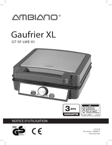 Ambiano GT-SF-LWE-01 waffle maker XL Manuel utilisateur | Fixfr
