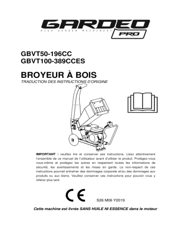 GARDEO PRO GBVT50-196CC BROYEUR DE VEGETAUX THERMIQUE 50MM Manuel du propriétaire | Fixfr