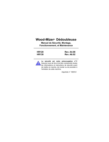 Wood-mizer Dédoubleuse HR120/HR130 Manuel du propriétaire | Fixfr