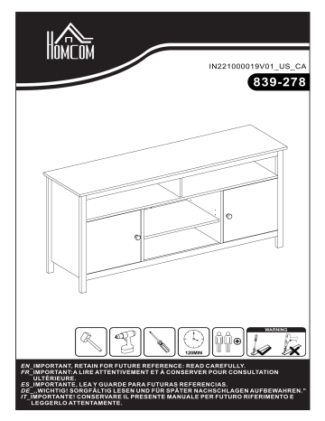 839-278WT | HOMCOM 839-278 65 Inch TV Stand Mode d'emploi | Fixfr