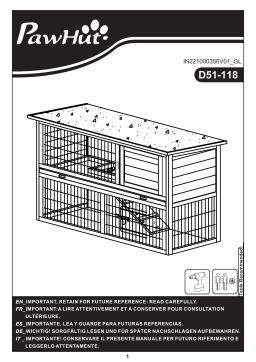 PawHut D51-118BK 42.5" L Wooden Rabbit Hutch Bunny Cage Small Animal House Enclosure Mode d'emploi