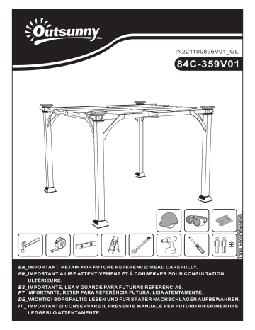 Outsunny 84C-359V01WT 13' x 10' Outdoor Retractable Pergola Canopy Mode d'emploi | Fixfr