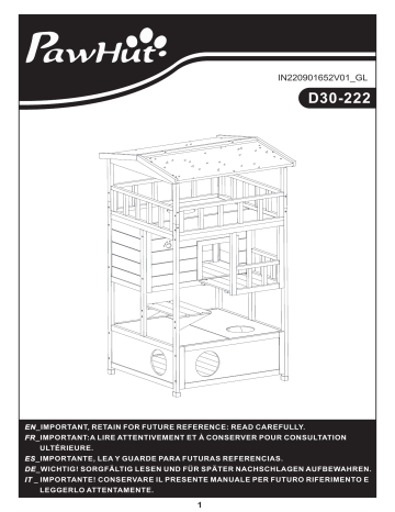 PawHut D30-222ND Wooden Outdoor Cat House Mode d'emploi | Fixfr