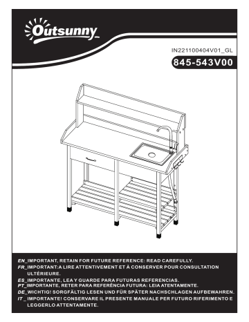 Outsunny 845-543V00GY Potting Bench Table Mode d'emploi | Fixfr