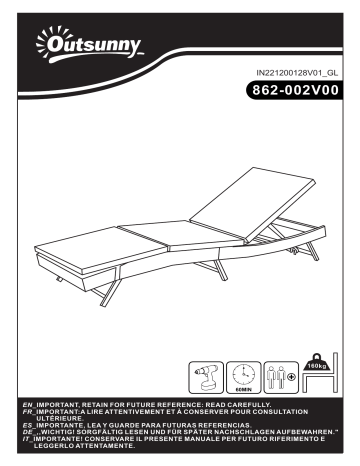 Outsunny 862-002V00BN Patio Chaise Lounge Mode d'emploi | Fixfr