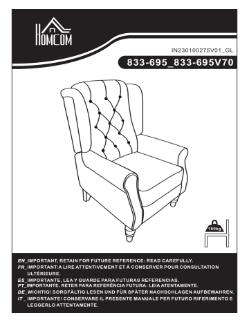 HOMCOM 833-695V80CW Button-Tufted Accent Chair Mode d'emploi | Fixfr