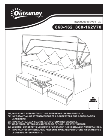 Outsunny 860-162 4 Piece Adjustable Canopy Outdoor Rattan Sofa Set Patio Furniture Wicker Sets Mode d'emploi | Fixfr