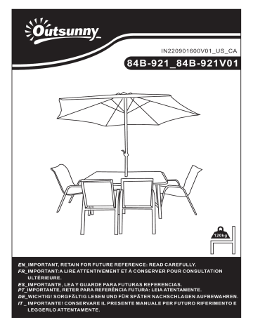 Outsunny 84B-921CG 8 Piece Patio Dining Set Mode d'emploi | Fixfr