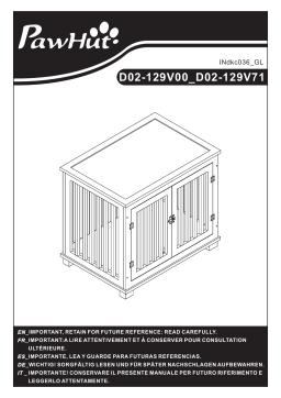 PawHut D02-129V00ND Wooden Dog Crate Furniture Mode d'emploi