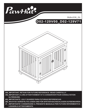 PawHut D02-129V00ND Wooden Dog Crate Furniture Mode d'emploi | Fixfr