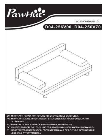PawHut D04-256V00CG Soft Foam Large Dog Couch Mode d'emploi | Fixfr