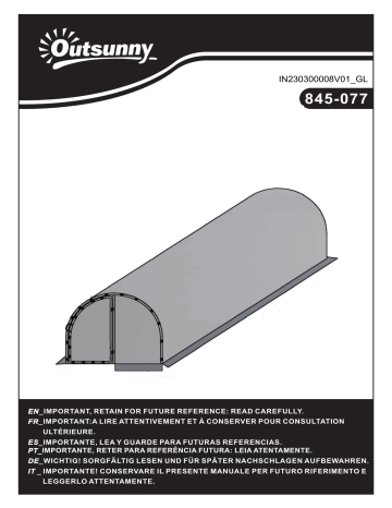 Outsunny 845-077GN 20' x 10' x 7' Tunnel Greenhouse Outdoor Walk-In Hot House Mode d'emploi | Fixfr