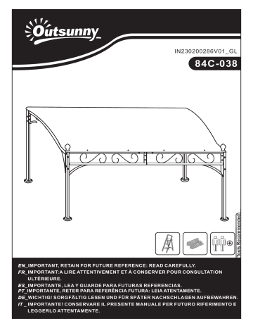 Outsunny 84C-038 10' x 10' Steel Outdoor Pergola Gazebo Patio Canopy Mode d'emploi | Fixfr