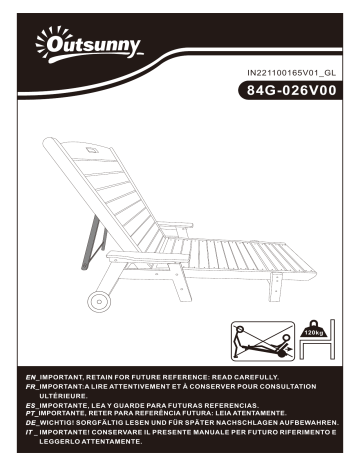 Outsunny 84G-026V00LG Outdoor Chaise Lounge Chair Mode d'emploi | Fixfr