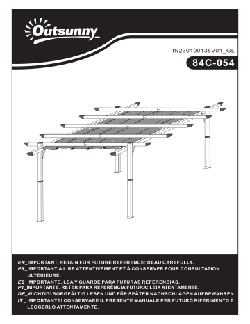 Outsunny 84C-054BK 10' x 10' Outdoor Retractable Pergola Canopy Mode d'emploi | Fixfr