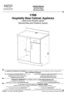 Safco 1705AN Hospitality Appliance Base Cabinet Manuel utilisateur