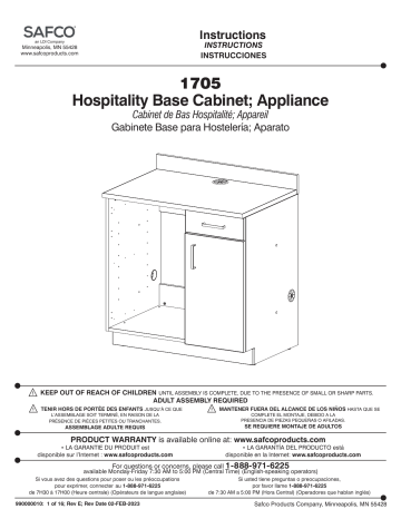 Safco 1705AN Hospitality Appliance Base Cabinet Manuel utilisateur | Fixfr
