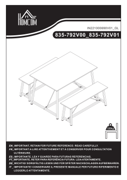 HOMCOM 835-792V01RB Industrial 3-Piece Dining Table Set Mode d'emploi