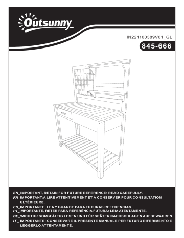 Outsunny 845-666ND Potting Bench Table Mode d'emploi | Fixfr