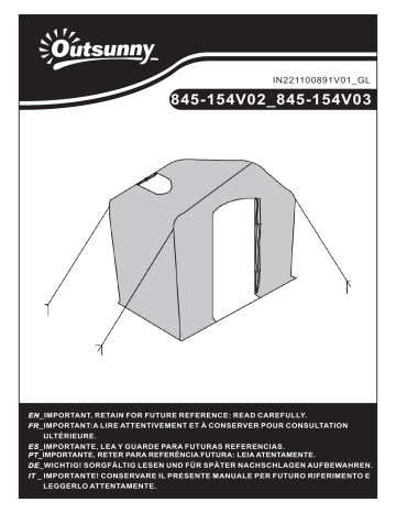 845-154V02CR | Outsunny 845-154V03DG 6' x 3' x 6' Portable Walk-in Greenhouse Mode d'emploi | Fixfr