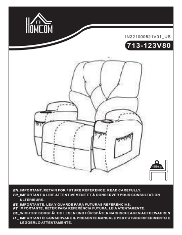 HOMCOM 713-123V80CG Power Lift Chair Mode d'emploi | Fixfr