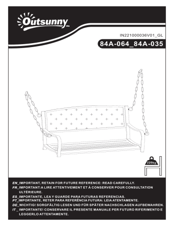 84A-064GD | 84A-064 | Outsunny 84A-035 2 Person Front Hanging Porch Swing Bench Mode d'emploi | Fixfr