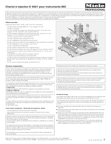 Miele E 450/1 Chariot pour la prise en charge optimale d'instruments MIC. Mode d'emploi | Fixfr