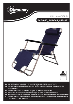 Outsunny 84B-392NU 2-in-1 Folding Patio Lounge Chair Mode d'emploi