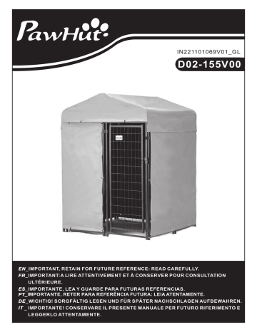 PawHut D02-155V00GY 4' x 4' Dog Kennel Outdoor Mode d'emploi | Fixfr