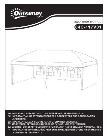 84C-117V01BU | 84C-117V01WT | Outsunny 84C-117V01GN 10' x 20' Pop Up Outdoor Party Tent Mode d'emploi | Fixfr