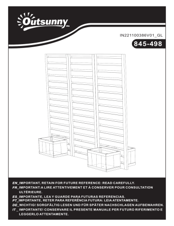 Outsunny 845-498V00GY Wood Privacy Screen Mode d'emploi | Fixfr