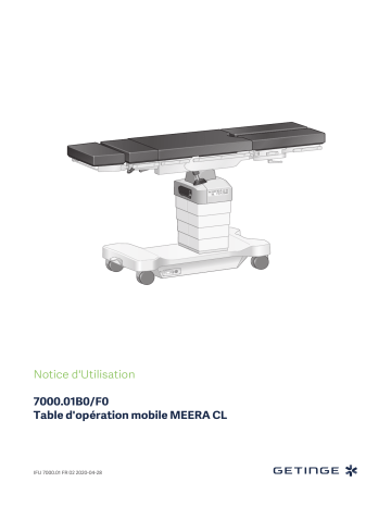 700001F0 / MEERA CL mobile operating table US | Getinge 700001B0 / MEERA CL mobile operating table EU Mode d'emploi | Fixfr