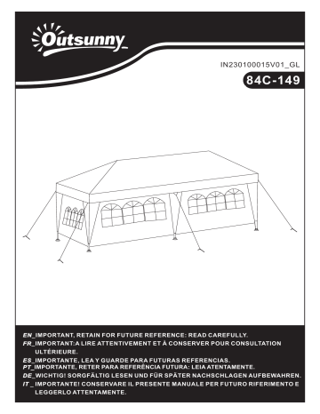 Outsunny 84C-149 Large 10' x 20' Gazebo Canopy Party Tent Mode d'emploi | Fixfr