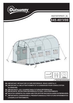 Outsunny 845-401V00GN 15' x 7' x 7' Walk-in Tunnel Hoop Greenhouse Mode d'emploi