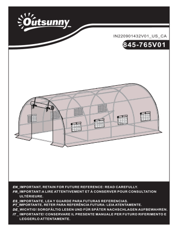 Outsunny 845-765V01GN 13' x 10' x 6.5' Walk-in Tunnel Greenhouse Mode d'emploi | Fixfr