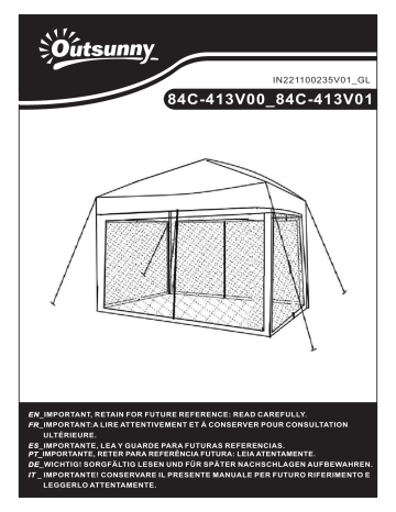 Outsunny 84C-413V01CW 10' x 10' Pop Up Canopy Tent Mode d'emploi | Fixfr