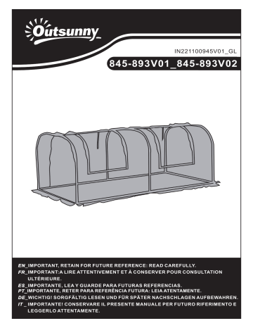 845-893V01BK | Outsunny 845-893V01GN 8' x 4' Crop Cage Mode d'emploi | Fixfr