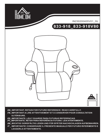 HOMCOM 833-918V80CW Manual Recliner Mode d'emploi | Fixfr