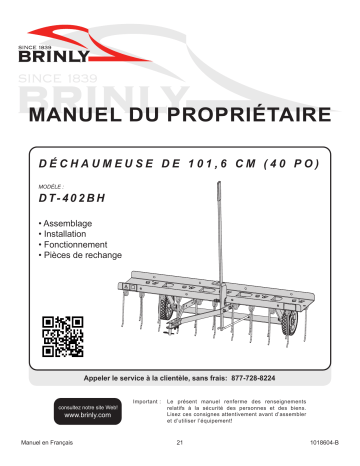 Brinly DT-402BH 40” Tow-Behind Dethatcher Manuel du propriétaire | Fixfr