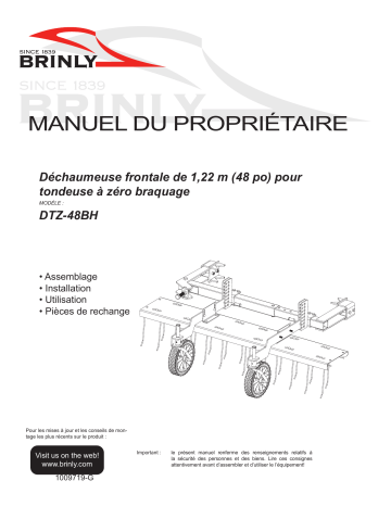 Brinly DTZ-48BH 48” ZTR Dethatcher Manuel du propriétaire | Fixfr