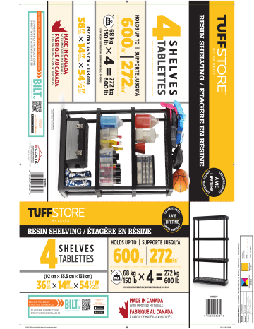 Tuff Store TuffStore 4-Shelf Resin/PlasticStorage Rack / Shelving Unit Manuel du propriétaire | Fixfr