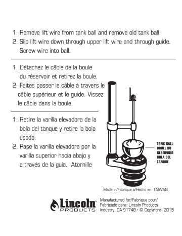 Lincoln Products 101087 Tank Ball for Eljers Installation manuel | Fixfr