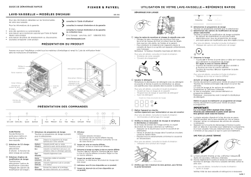 Fisher and Paykel DW24U6I1 Integrated Dishwasher Mode d'emploi | Fixfr