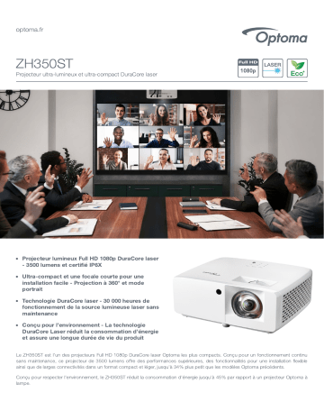 Optoma ZH350ST Ultra-compact high brightness Full HD 1080p laser projector Manuel du propriétaire | Fixfr