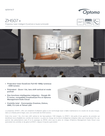 Optoma ZH507+ High brightness smart DuraCore laser projector Manuel du propriétaire | Fixfr