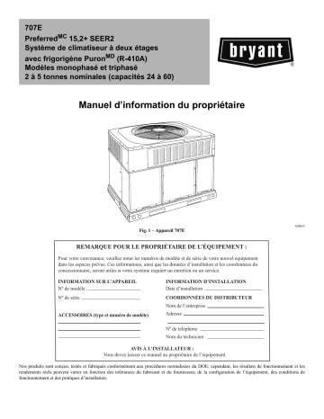 Bryant 707E Preferred™ Series Air Conditioner Systems Manuel du propriétaire | Fixfr