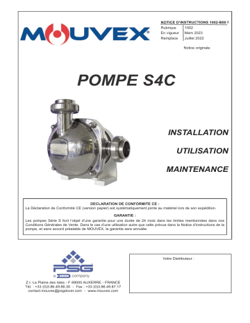 Mouvex 1002-B00 Pompe S4C Manuel utilisateur | Fixfr