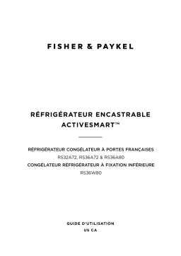 Fisher & Paykel FISHER PAYKEL RS32A72U1 Integrated French Door Refrigerator Freezer 32 Inch Ice and Water Mode d'emploi